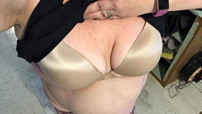 trying on some new bras