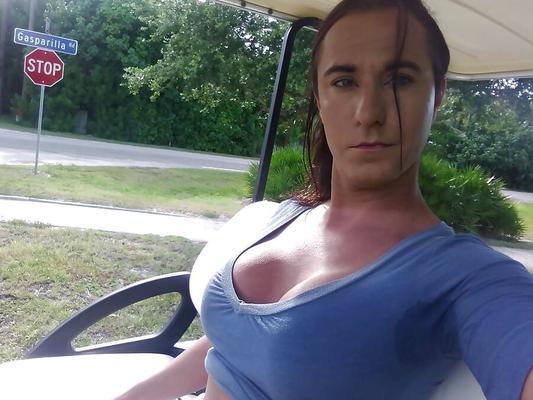 Riding around in a golf cart