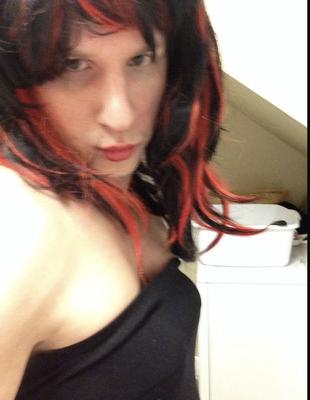 Crossdressing sissy having fun