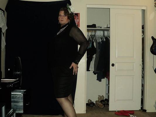 Cross-dresser Blair Scott in nylons and heels