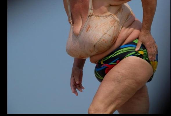 25P Granny big boobs beach 2