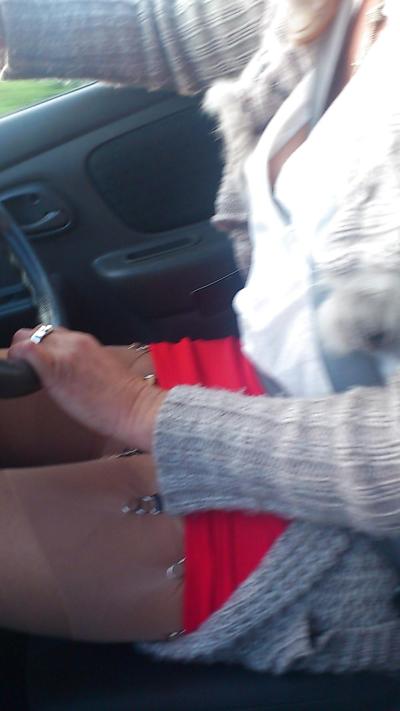 20P Wife in her little car and in public