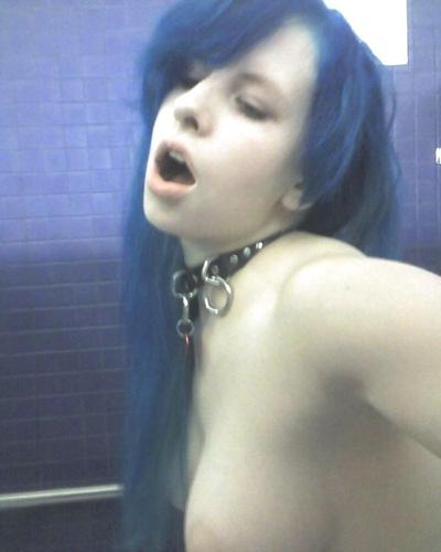 15P Bluehaired emo with big tits