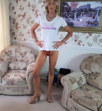 14P Alessia models in white AdultWork promo T-shirt