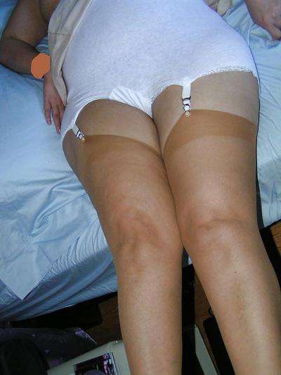 19P Plumper In Vintage Gartered Panty and Suntan RTH Stockings