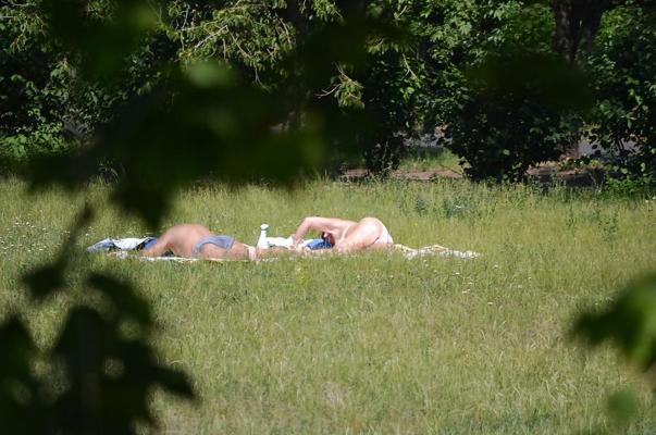 9P Girl sunbathing in the park 2