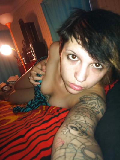 24P Emo tattoed girl with  short hair