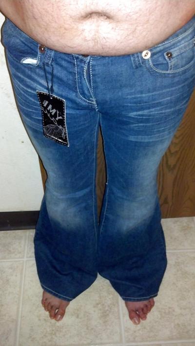 22P Crossdressing tight flared jeans