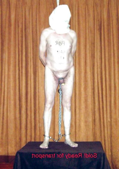 8P Slave market, public sale of a naked male slave