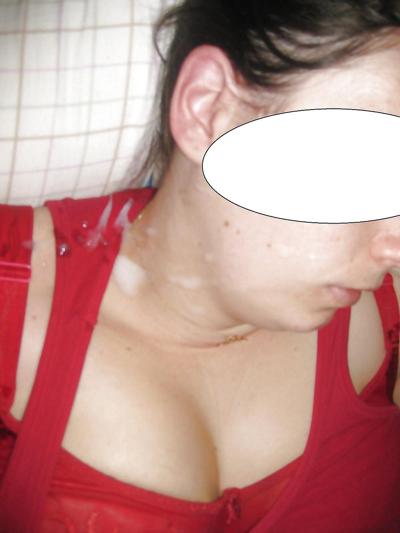 6P Gf red bra Cum on face