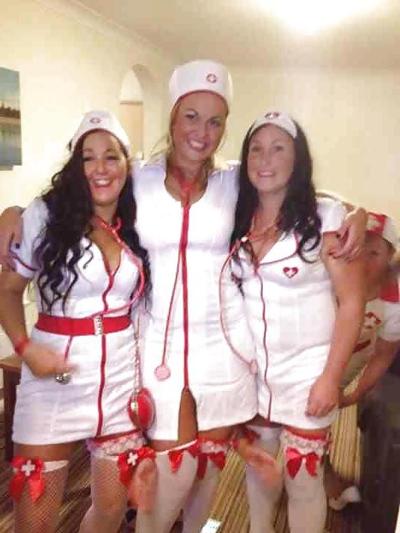 4P Nurse milfs from the uk dressed up