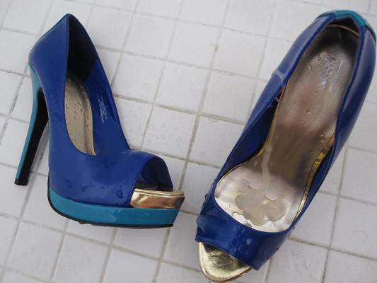 20P Blue Mossimo High Heel Peep Toe Shoes Cummed