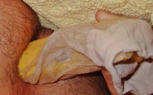 5P Pantyhosed banana in my ass