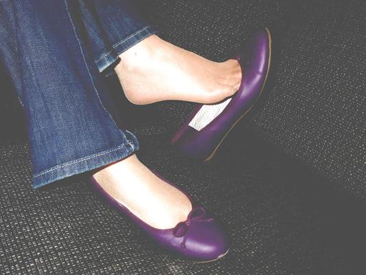 25P Purple flats - barefeet, socks, nylon