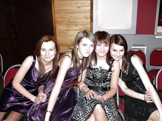 25P 2 or more girls in Satin Prom dresses