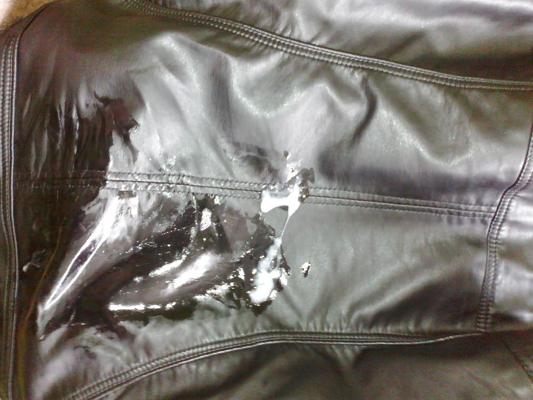 25P Fucking my sister's leather bag and cum on her jacket
