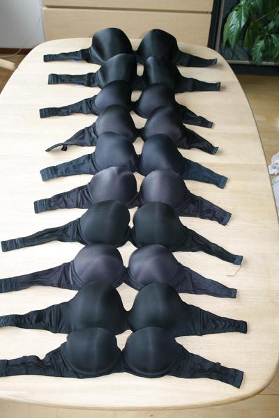 7P Black strapless bra A to GG cup