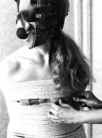 14P Vintage girl getting very tied up