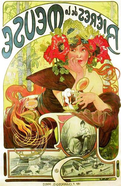 25P Декоративная реклама в стиле ар-деко 2 - Альфонс М. Муха ок. 1910 год