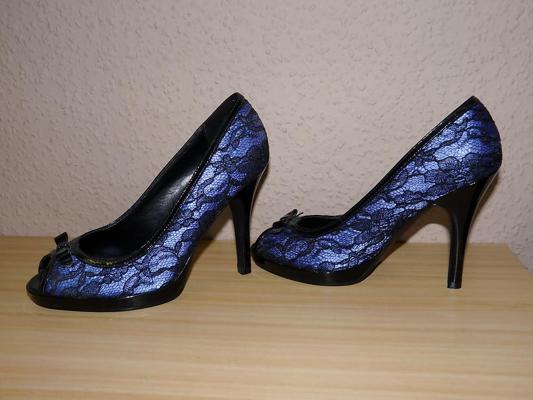 10P Wifes blue peep toes pantyhose