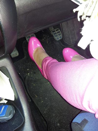 13P Wifes sexy pink pants lack patent shiny heels pumps shoes