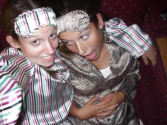 25P 2 or more girl in Satin Pajamas