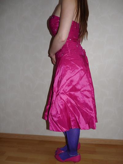 5P Wifes pink silk satin shiny barbie dress