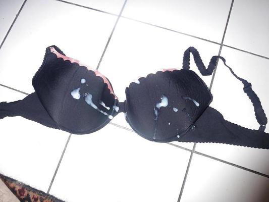 11P Cun on my Wife's padded black bra