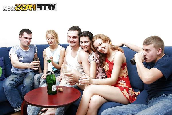 16P Pretty party girls naked and covered in jizz