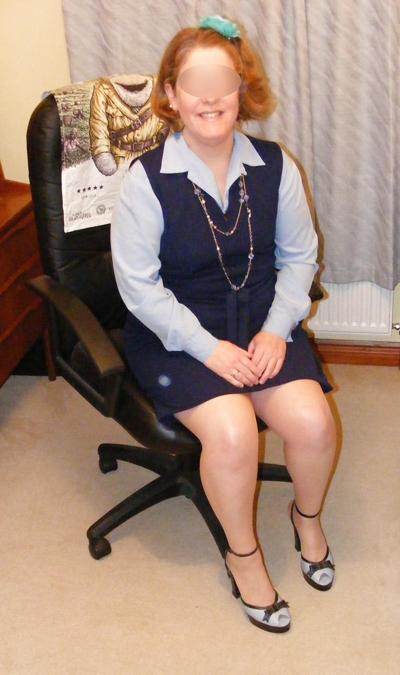 25P Slutty secretary in blue dress