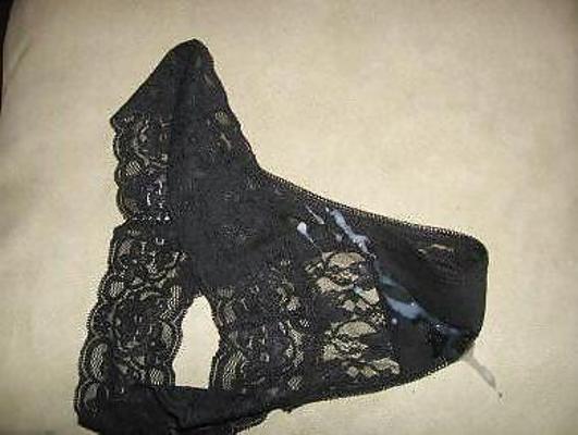 4P Cum on her dirty black panty