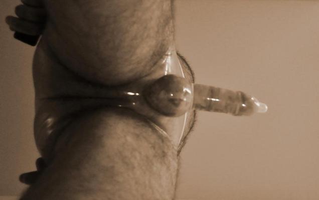 11P Latex pants with condom.