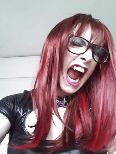 23P Tranny Pretty Kitty - slutty wet look dress