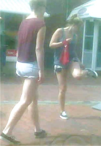 5P Spy Woman in City ass Hot pants