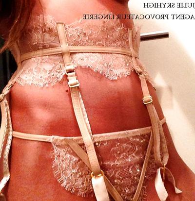 4P Young woman in luxury slut lingerie & high heels