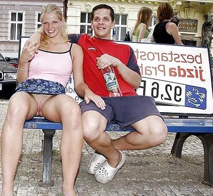 18P Mini skirt in the street