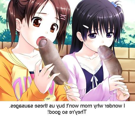 8P Anime Girls playing with a Real Cock (with captions) - No 40