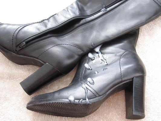 5P Jizzin' on black heeled boots
