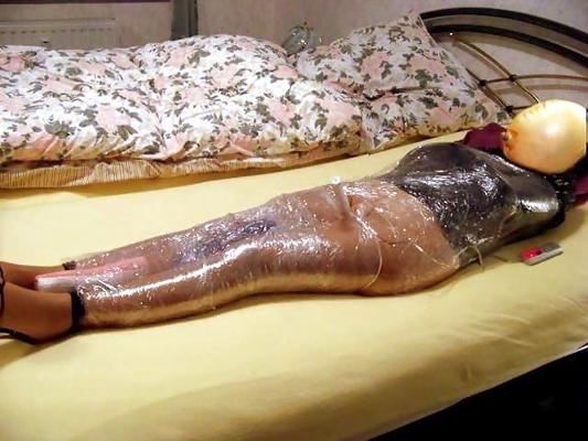 9P My wife in mummification bondage