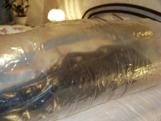 9P My wife in mummification, gas mask, inflatable bondage bag