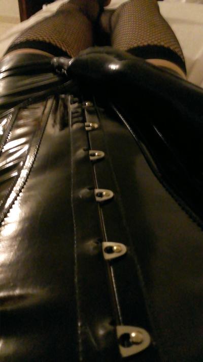11P Latex Shorts, Vinyl Corset