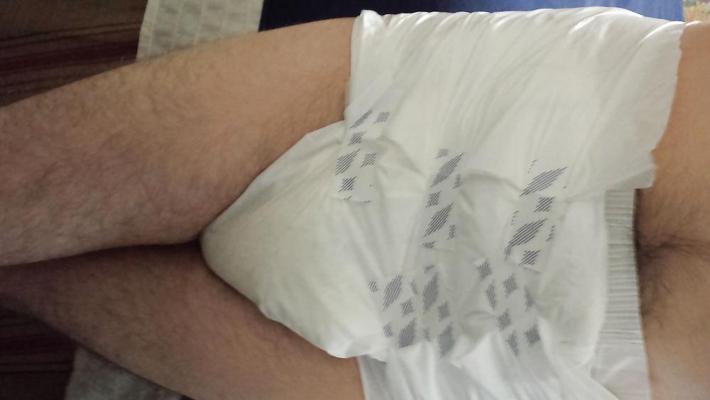 25P Me wet wearing a large Attends diaper