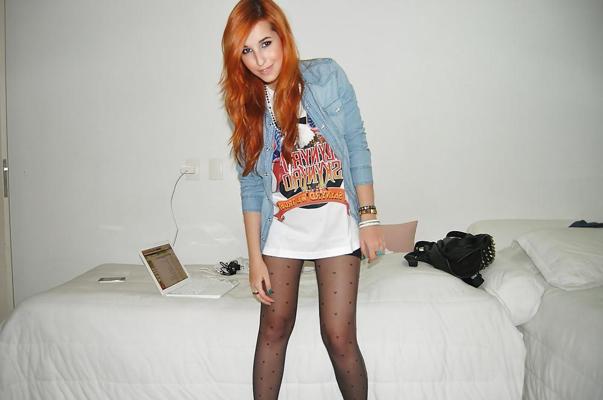 17P Hot teen redhead hipster in tights pantyhose