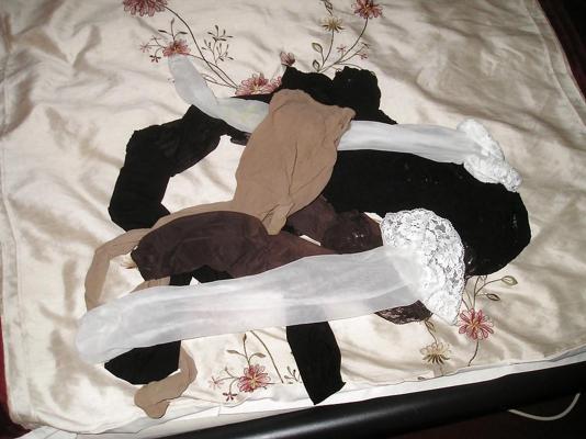 6P My girlfriends variuos worn tights pantyhose and stockings