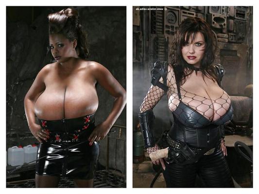 5P Énormes seins noirs contre énormes seins blancs