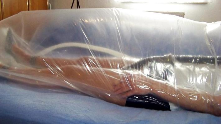 6P My wife in the inflatable bondage bag 2