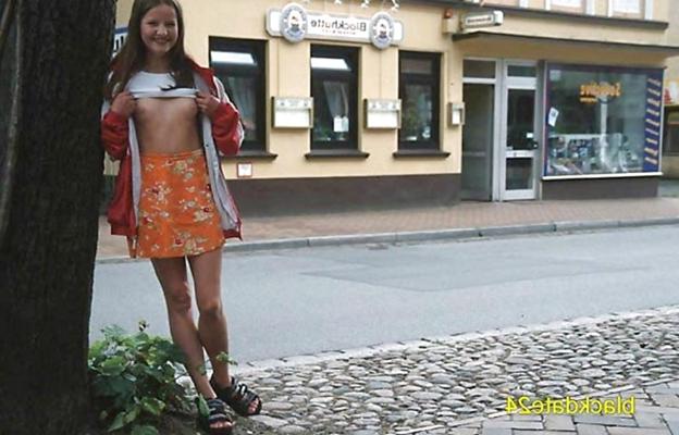 12P Young Skinny German Teen Mia 18+ Flashing - Public