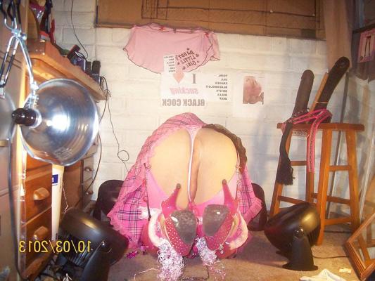 25P Tgirl BBC slut in hot pink naughty schoolgirl outfit