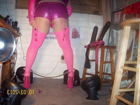 9P Tgirl BBC slut in purple Daisy Dukes for Maurice's BBC