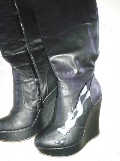 10P Cum on sister-in-law platform boots